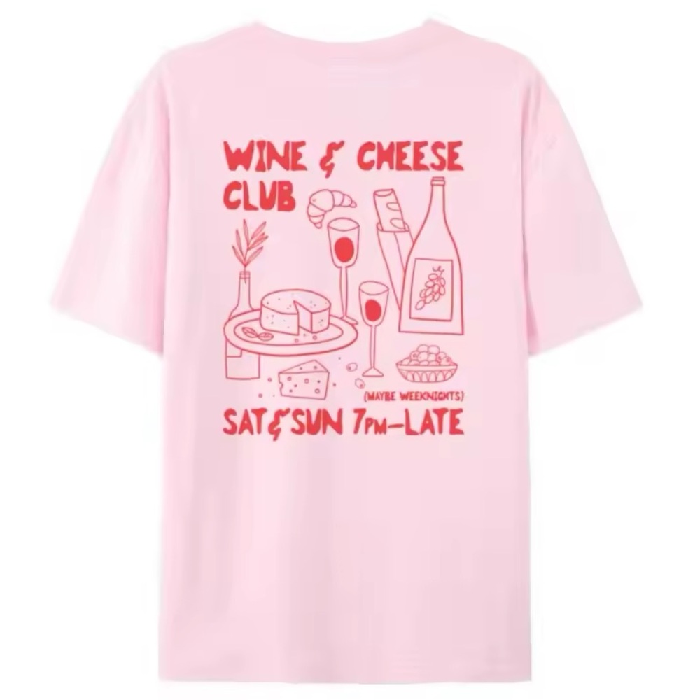 🍷🧀Wine & Cheese Club Light Pink Tee🧀🍷